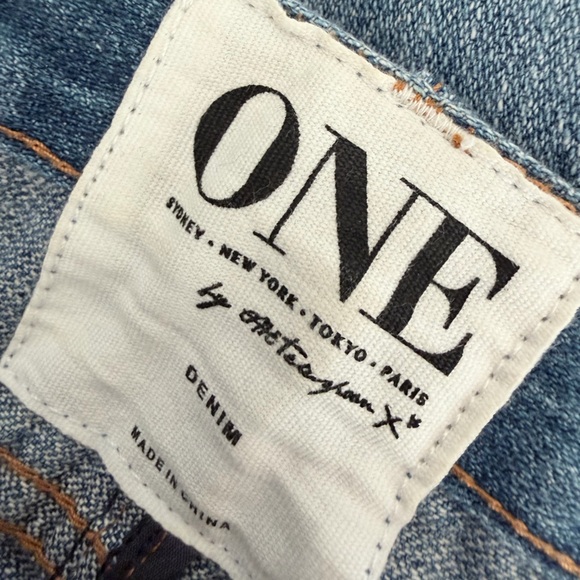 One Teaspoon Cadillac High Waist rise Skirt Size 30 denim midi distressed pencil - Picture 4 of 6